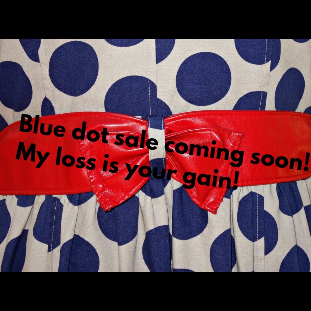 Big sale on all items with a blue dot.